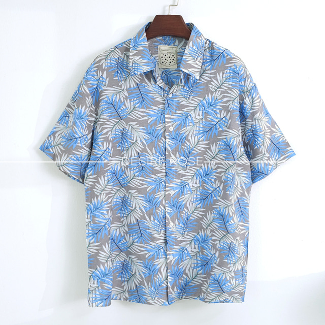 남자 여름 트로피컬 하와이안셔츠