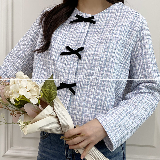 여자 봄 노카라 트위드자켓 3color